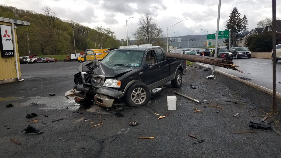 1 uninjured after truck crashes into utility pole | News, Sports, Jobs ...